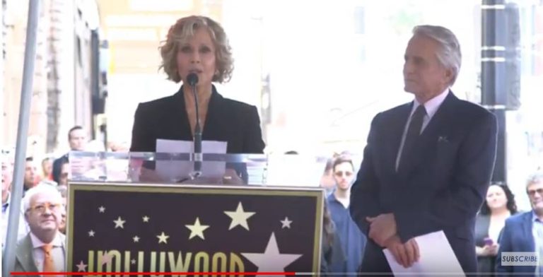 Watch Jane Fonda Toast Michael Douglas at His Walk of Fame Ceremony: “What took so long? He was always ahead of his time”–and Kirk Douglas, 102, Was There!