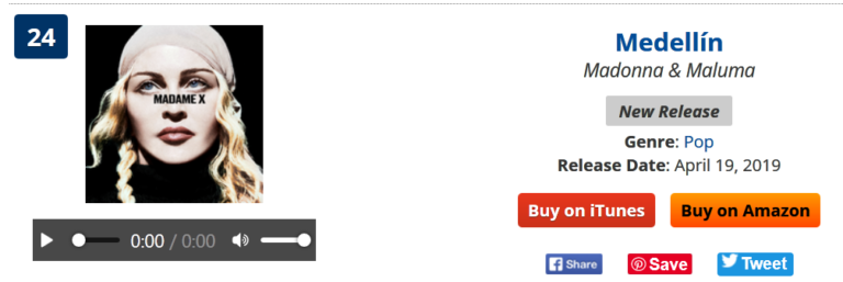 UPDATE: Madonna’s Comeback Fizzles as “Medellin” Drops off iTunes Chart After 5 Days, Gets No Streaming Love on Spotify