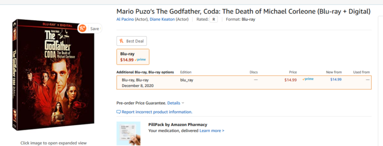 Francis Ford Coppola’s Re-Made “Godfather III” Now Called “Coda: The Death of Michael Corleone” Priced to Sell for $14.99