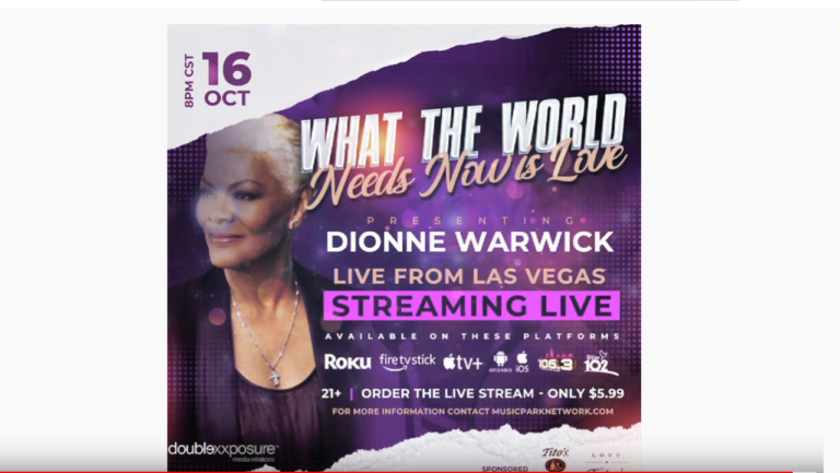 Dionne Warwick Performing a Mega Stream Concert October 16th: What the World Needs Now is…Dionne