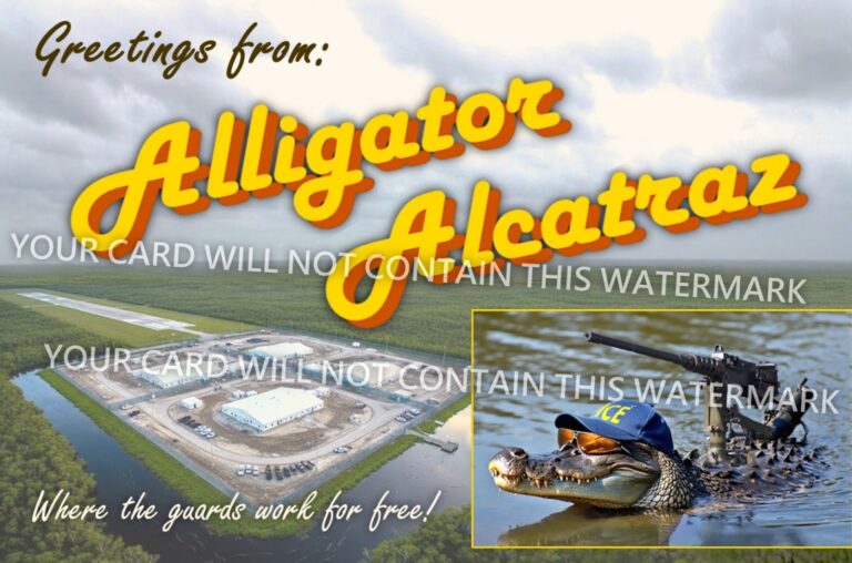 Alligator Alcatraz Merch All Over Amazon, ebay: MAGA Thinks A Dangerous US Concentration Camp Is Hilarious
