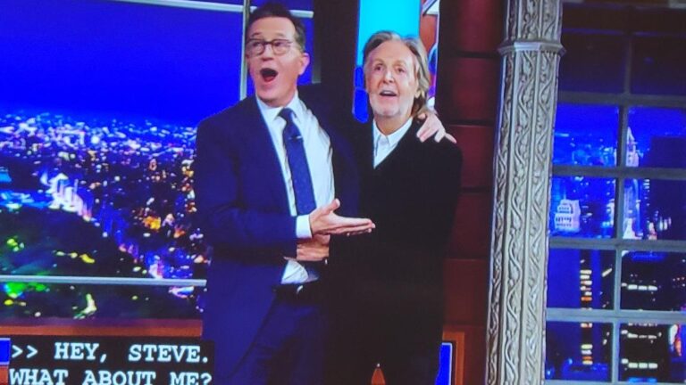 UPDATE: Paul McCartney Sings Stephen Colbert Off the Air with All Star Version of “Hello Goodbye” After Final Interview (Full Video)